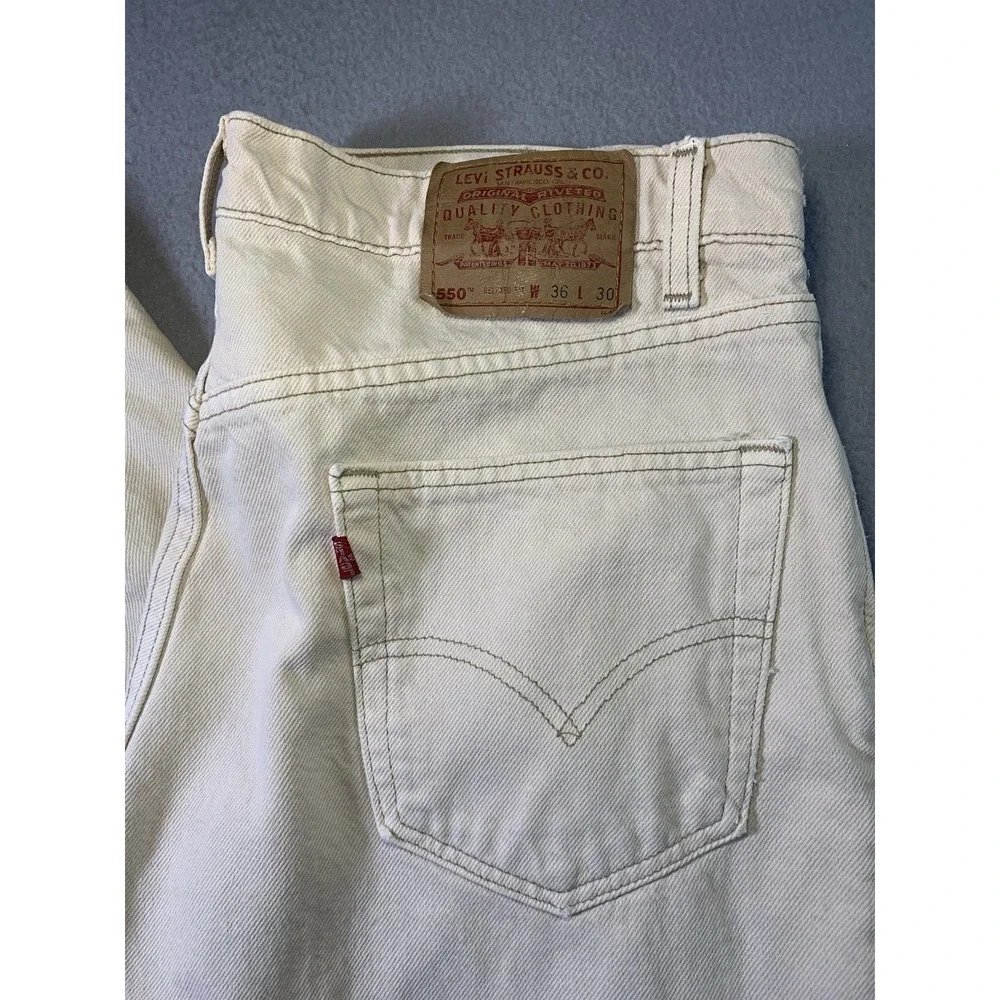 VTG Levis 550 Jeans Made In USA 90'S Men Sz 36/30 Y2K Thrifter Cream
